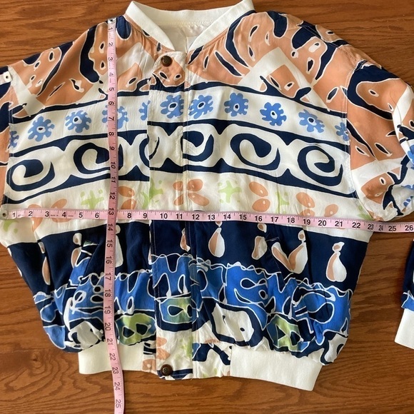 Enrico Uomo Italy Vintage Men’s African Inspired Silk Bomber Jacket 1980’s - Picture 16 of 16